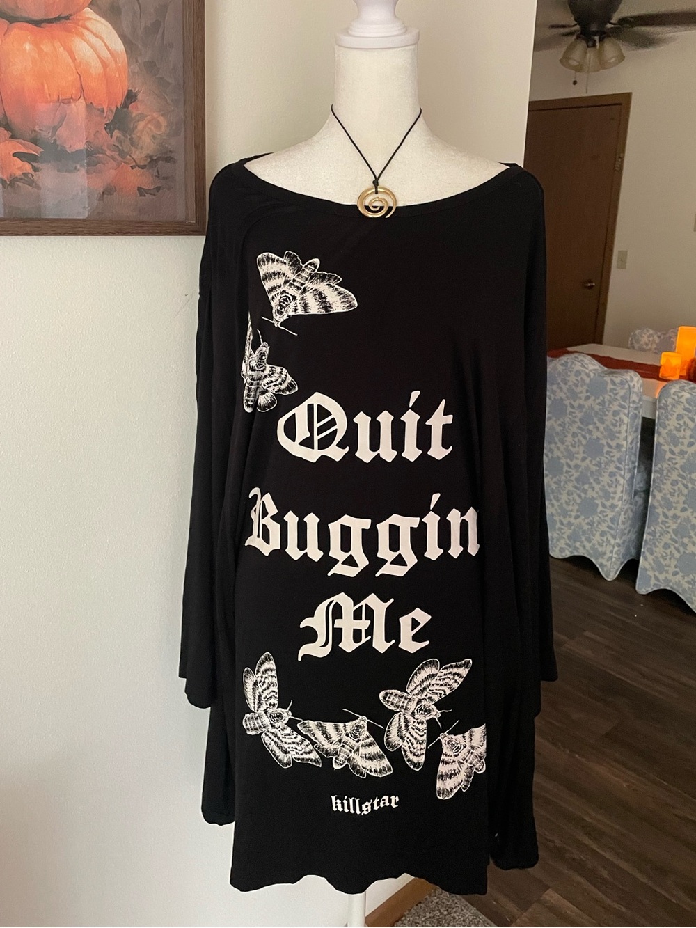 Killstar Quit Buggin' Me Gothic Moth Graphic Tunic Top Dress XL